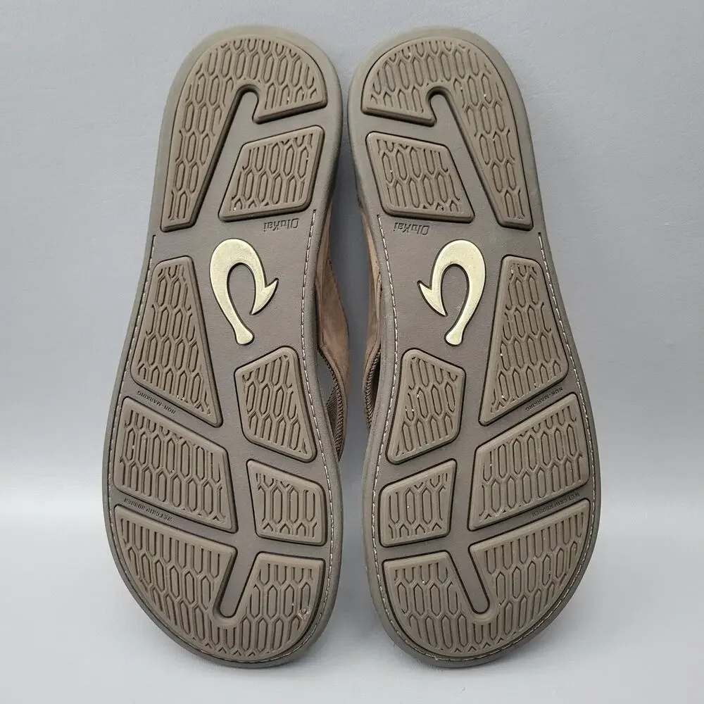 OluKai Tuahine Mens Leather Thongs Flip Flop Beach Vacation Sandals Shoes Sz 13